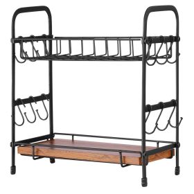 2 Tier Coffee Bar Organizer for Countertop, Multifunctional Mug Holder and Coffee Station