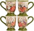 Harvest Morning Set of 4 Ceramic Mugs  Sip coffee, tea, or hot cocoa in cozy autumn style with these beautifully detailed mugs