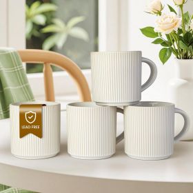 Matte White Coffee Mugs Set of 4, 12 Ounce Mug with Handles, Ceramic Stoneware Catering Coffee Cups, Porcelain Mugs Sets for Coffee, Tea, Hot Cocoa