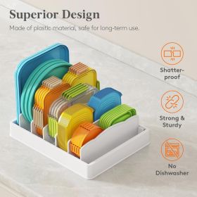 Kitchen Cabinet Organizer for Food Contanier Lid, Lid Holder with 6 Adjustable Dividers & 7 Sections for Pantry Organizers and Storage