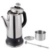 12-Cup Electric Percolator Coffee Pot Stainless Steel Coffee Maker Silver