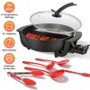 6L Electric Hot Pot with Divider 1100W Dual-Flavor Pot Shabu Shabu Pot Non-Stick with 5-Temp Control for Shabu Shabu Fondue Perfect for Family Gatheri