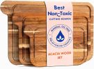 Non Toxic Cutting Boards - Cutting Board Set Free of Mineral Oil, Made of FSC Acacia Wood - Cutting Boards for Kitchen - Includes 3 Chopping Boards