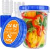 10 Pack 34oz Reusable Freezer Food Storage Containers with Twist Top Lids
