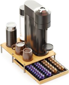 Bamboo Coffee Pod Holder Drawer Storage Compatible with Nespresso Vertuo Capsules