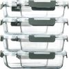 [8-Pack,30 oz]Glass Meal Prep Containers,Glass Food Storage Containers,Airtight lunch Containers with Lids, Microwave, Oven, Freezer and Dishwasher