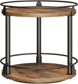 Lazy Susan Organizer, Rotating Spice Rack, 2 Tier Spice Turntable Organizer Rustic Brown