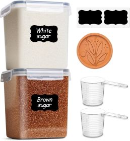 Brown Sugar Container Set of 2 (2.5L/2.6Qt), Airtight Food Storage Containers with Lids and Terra Cotta Brown Sugar Saver