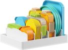 Kitchen Cabinet Organizer for Food Contanier Lid, Large Lid Holder with 6 Adjustable Dividers 7 Sections for Pantry Organizers and Storage