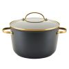 Forged Induction Ceramic Nonstick Stockpot with Lid, 6 Quart, Black