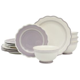 Ainsley 12-Piece Ceramic Dinnerware Set, Iris