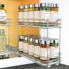 Pull Out Spice Rack Organizer for Inside Kitchen Cabinets - 4-3/8 inch Wide - Slide Out Drawer – Chrome Sliding Spice Organization for cabinet - Spice