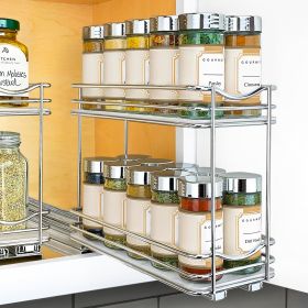 Pull Out Spice Rack Organizer for Inside Kitchen Cabinets - 4-3/8 inch Wide - Slide Out Drawer – Chrome Sliding Spice Organization for cabinet - Spice