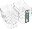 12 Pack Plastic Storage Bins, Multi-Use Organizer Bins, Pantry Organizer, Clear Storage