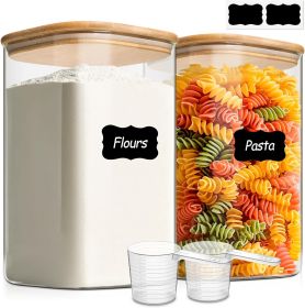 1.2 Gallon Wide Mouth Flour Sugar Storage Containers 2 Pcs, 4.6 Qt Glass Storage Containers with Lids, Large Pantry Glass Jar with Lid
