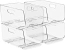 Storage Bins Open Front - Clear Stackable Storage Bins - Pantry Bins for Storage and Organization - Acrylic Stackable Bins for Kitchen - Clear Pantry