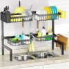 4 Baskets 2-Tier Over The Sink Dish Drying Rack, 26.57"-35", Large Sink Rack for Kitchen, Extensible and Adjustable, Saving Kitchen Space