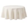 Tonal Floral Jacquard Woven Fabric Tablecloth, Light Taupe, 70" Round