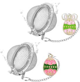 2Pcs Easter Stainless Steel Mesh Tea Infuser, 2.1 inch Tea Ball with Easter Eggs Pendant,Tea Strainer Tea Diffuser Tea Steeper for Filtering Tea