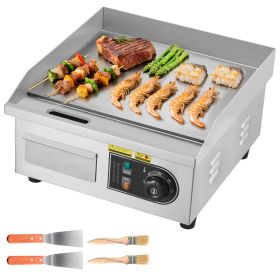 Commercial Electric Griddle, 13.98 x 11.81 inch, 1750W, 122-570Â°F Adjustable Temp Control