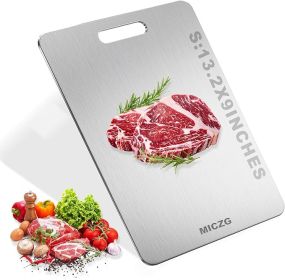 Double Sided Stainless Steel Cutting Board 13.2"×9", Rust-Resistant, Juice Groove Kitchen Chopping Board for Meat, Vegetables