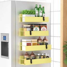 4 Pack Magnetic Spice Storage Rack Organizer for Refrigerator and Oven, Yellow Fridge Organizers and Storage