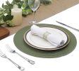 Round Placemats Set of 6 Washable 15 inch Round Table Mats Cotton Polyester Woven Braided Place Mats for Dining Table (Olive Green, 6)