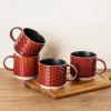 12 OZ Stackable Coffee Mugs Set of 4, Ceramic Coffee Cups with Texture Patterns for Man,Woman,Dad,Mom