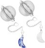 2Pcs Stainless Steel Mesh Tea Infuser, 2.1 inch Tea Ball with Crystal Moon Pendant,Tea Strainer Tea Diffuser Tea Steeper for Filtering Tea