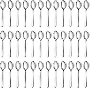 36 Pieces Teaspoons Set (6.2 inch), Spoon Silverware, Stainless Steel Tea Spoons, Mirror Polished Small Teaspoon, Dessert Spoons for Home, Kitchen
