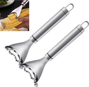 2PCS Magic Corn Cutter Peeler, Corn Stripper Cob Stripper Tool,Premium Stainless Steel Corn Thresher Cob Remover tool with Ergonomic Handle