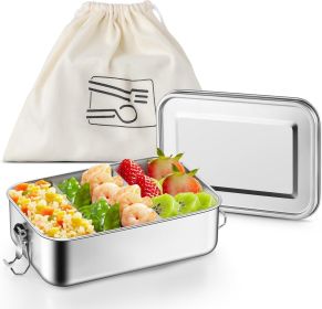 Stainless Steel Bento Box, 47oz/1400ML Large Metal Bento Lunch Box Container for Adults/Kids, for Home/School/Office/Travel, With 2 Removable Dividers