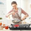 Dual Hot Plate Electric Cooktop - 800W+1000W Power, 6.3in+7.5in Silicon Crystal Glass Plates, 5 Stepless Heating Gears