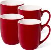 16 oz Large Coffee Mugs Set of 4 Ceramic Coffee Mug White Coffee Cups Tea Cups Idea Gift for Women Men House Warming Gifts New Home Office, Red 4 Pack