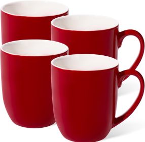 16 oz Large Coffee Mugs Set of 4 Ceramic Coffee Mug White Coffee Cups Tea Cups Idea Gift for Women Men House Warming Gifts New Home Office, Red 4 Pack