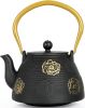 Cast Iron Teapot with Infuser for Loose Leaf Tea Japanese Style Tea Kettle for Stove Top, Enameled Interior Sakura Design (Black,40oz/1200ml)