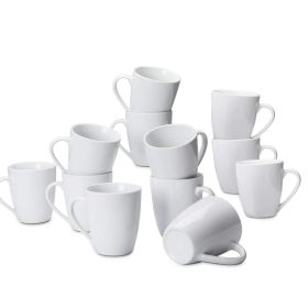 Porcelain Heat Resistant Coffee Mugs, Microwave and Oven Safe, 12 oz, White, 12 Count