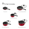 Non-Stick Red Cookware Set, 9 Piece