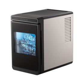 Countertop Ice Maker, 22 lbs per Day, Self-Cleaning Portable Machine with Tong, Drawer-Style Ice Access, Ice-Making Machine with Large Square Cubes