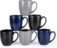 12oz Coffee Mugs Set of 6,Ceramic Coffee Mugs for Man, Woman, Dad, Mom