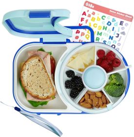 Kids Lunchbox with Small Snack Spinner Flip - Bundle with Hand Strap & Sticker Sheet, 2-in-1 Bento Style Lunch Container