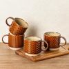 12 OZ Stackable Coffee Mugs, Ceramic Coffee Cups with Texture Patterns for Man,Woman,Dad,Mom