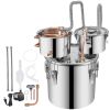 Moonshine Still Distiller 3Gal 12L Stainless Steel Water Distiller Copper Tube with Circulating Pump Home Brewing Kit Build-in Thermometer for DIY Whi