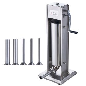 Manual Sausage Stuffer, 7 L / 15 LBS Vertical Sausage Machine, Dual-Speed Meat Stuffer, Made of Food-Grade 304 Stainless Steel