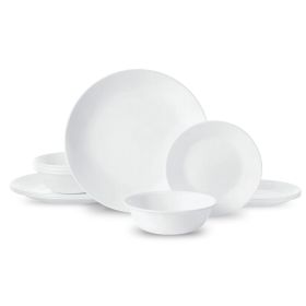 Winter Frost White 12-Piece Glass Dinnerware Set (Service for 4)
