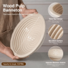 The yeast bread basket set includes a proofing bowl, a lid, a dough mixer, a dough grater, and a scraper. It is 9 inches in diameter