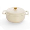 Cast iron 5QT cooking pot - ceramic white - comes with two silicone gloves - Enamel pot