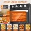 27.5QT 6-in-1 Air Fryer Toaster Oven Dropdown-Door 6-Slice Countertop Convection Oven for Air Frying, Baking, Roasting, Broiling & Grilling, 1600W, Bl