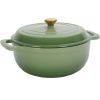 Cast iron 6QT cooking pot - Gradient red - Includes two silicone gloves - Enamel pot