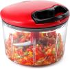 Food Chopper, Pull Onion Chopper Dicer, Hand Powered Food Mincer, Fast Cutting Hand Chopper for Oinon, Garlic, Nut, 3.4 Cups 0.8L, Red